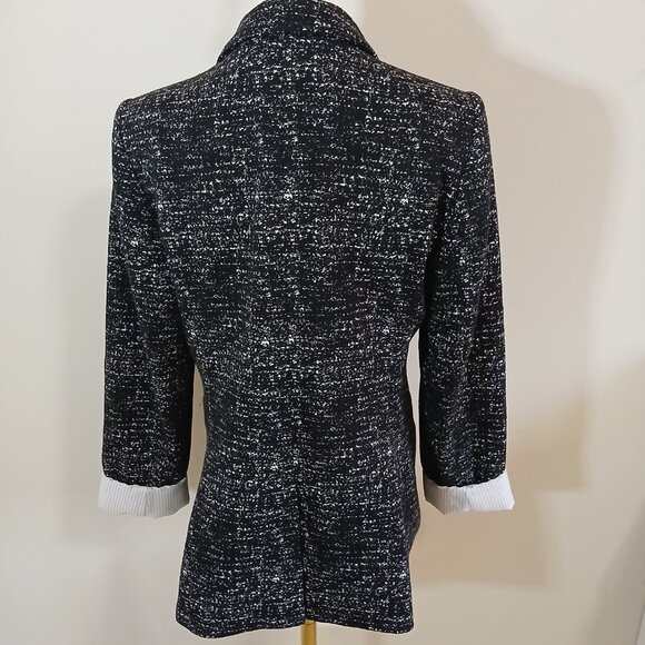 DKNY Textured Blazer Jacket Women's Size M Black White Single Button - Like New - Picture 4 of 5